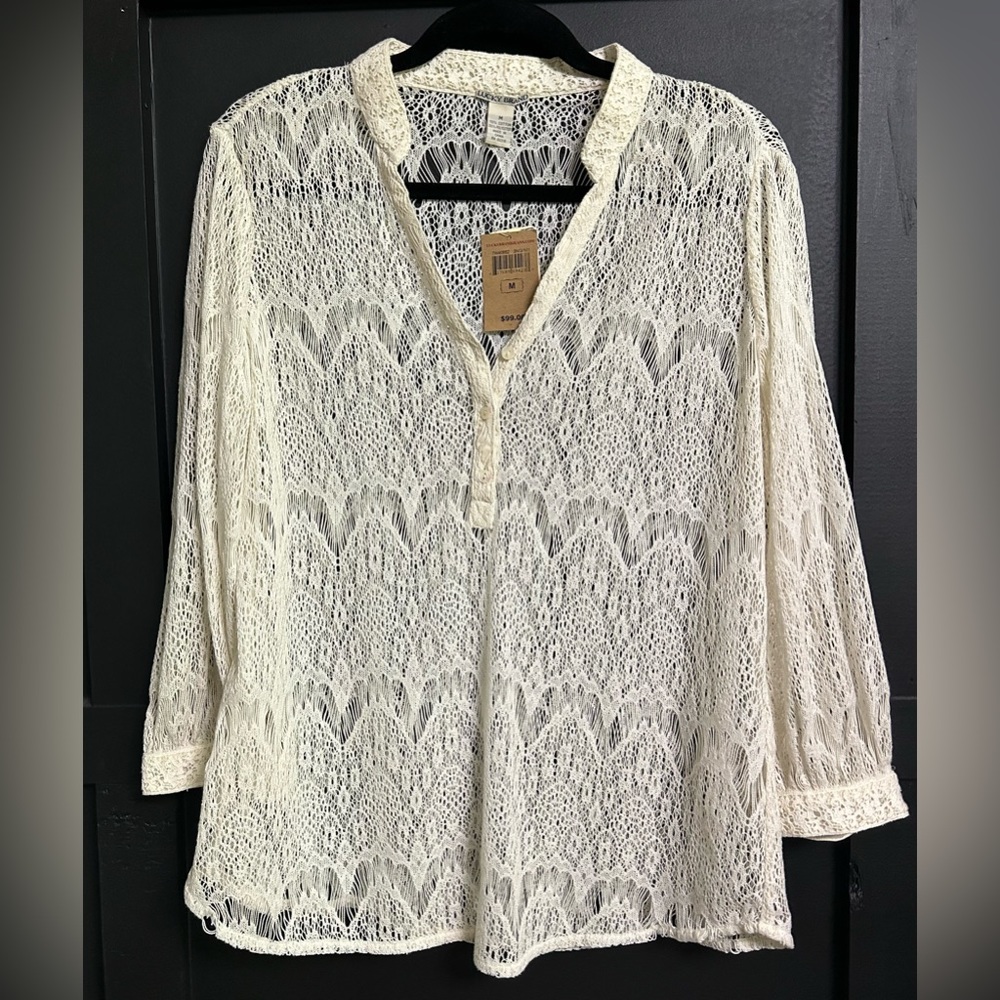 🍀Lucky brand • crochet cotton blouse